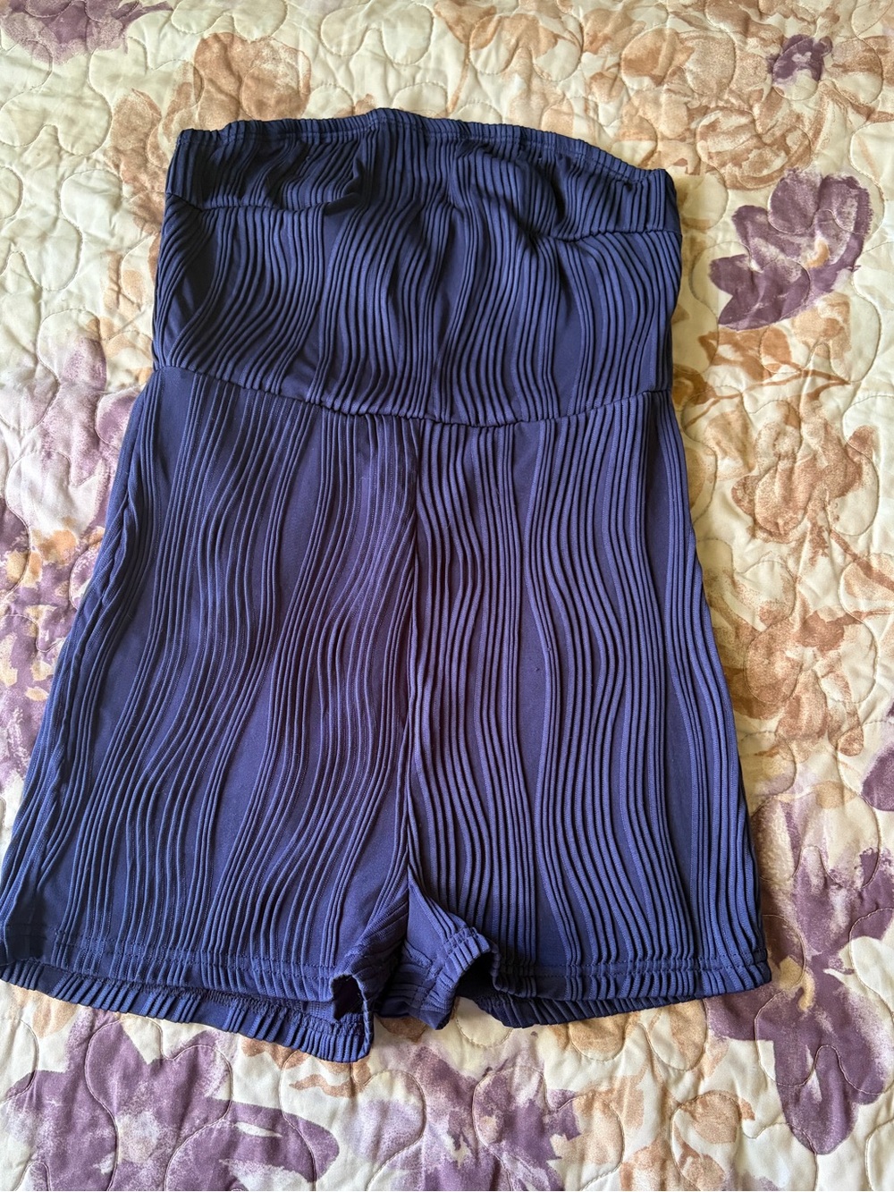 Pleated Navy Women’s Shorts - Strapless Style